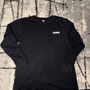 PINK Victoria's Secret Black Long-Sleeve Logo Tee